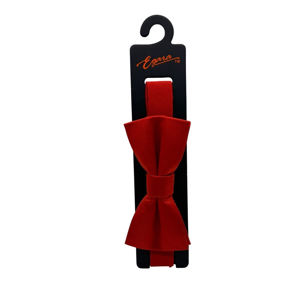 NEW Egara Bow‎ Tie Mens Red Formal Wedding Prom Classic Solid Adjustable Neck